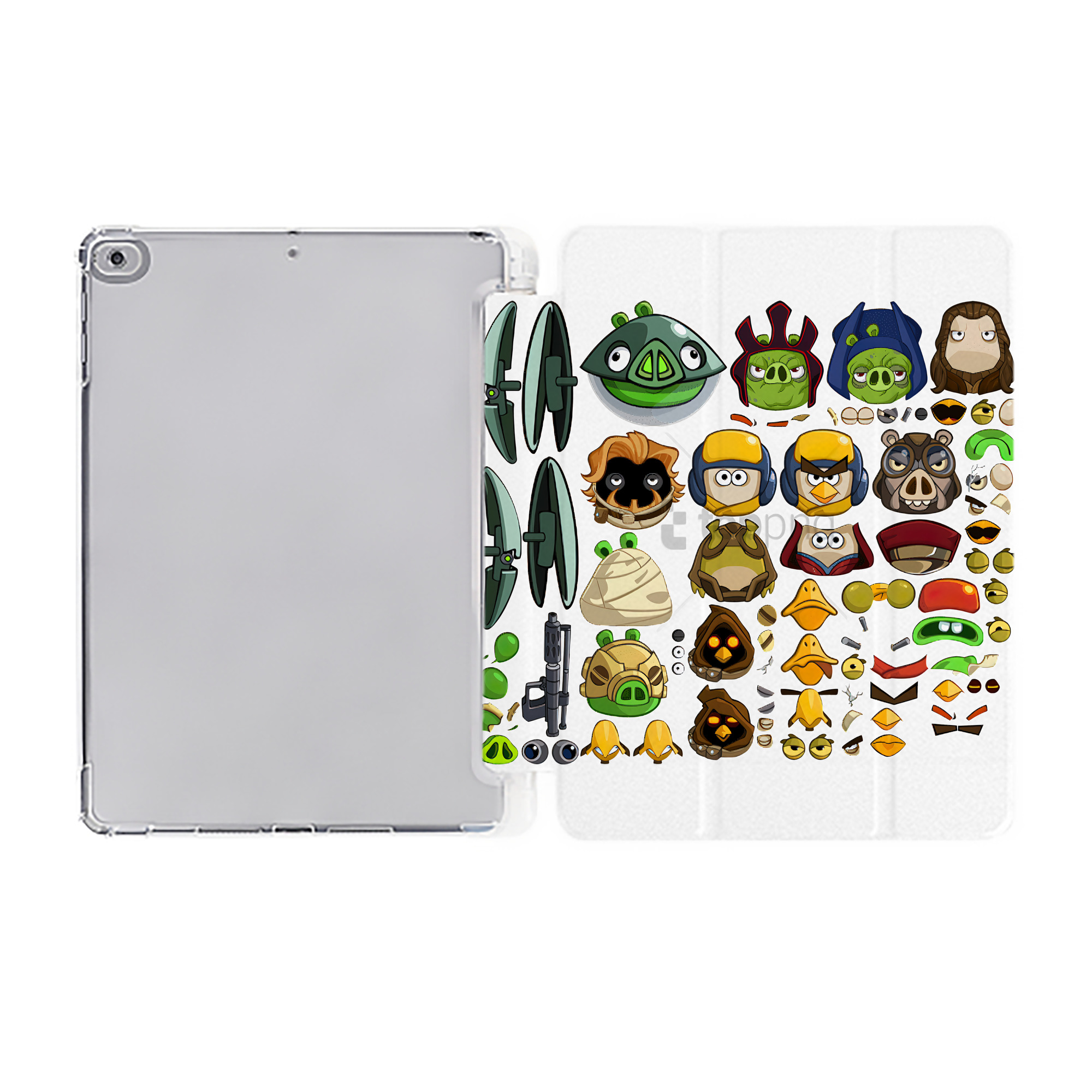 （画像用） Angry Birds アングリーバード IPad ケース ペン収納付き 三つ折りスタンド PUレザー×シリコン 対応機種9.5/10.5/10.9インチ